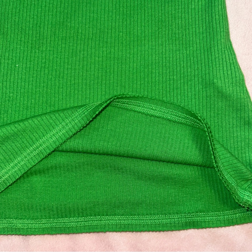Kirra PacSun Lime Green Ribbed Long Sleeve Tee Y2K Cotton Blend Top, Size M - Picture 8 of 8